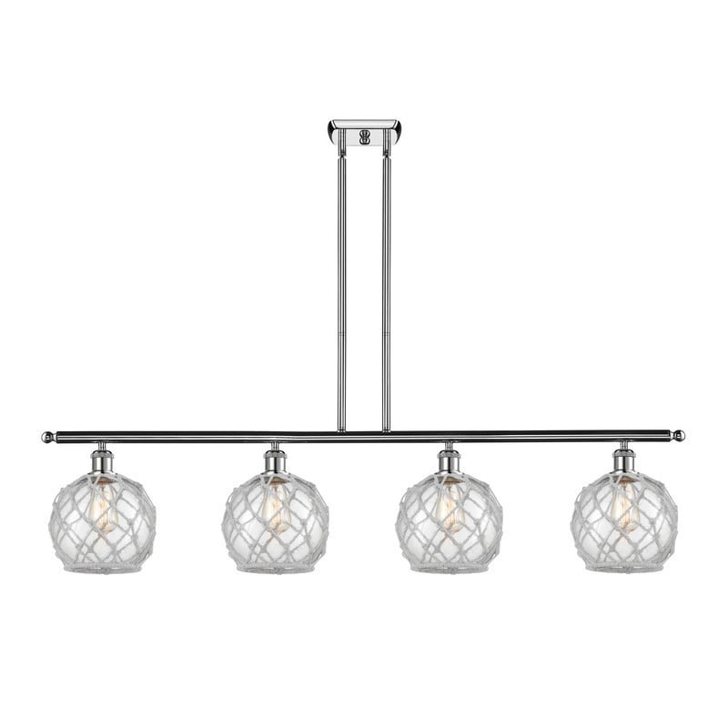 INNOVATIONS LIGHTING 516-4I-G122-8RW BALLSTON FARMHOUSE ROPE 48 INCH FOUR LIGHT CLEAR WITH WHITE ISLAND LIGHT