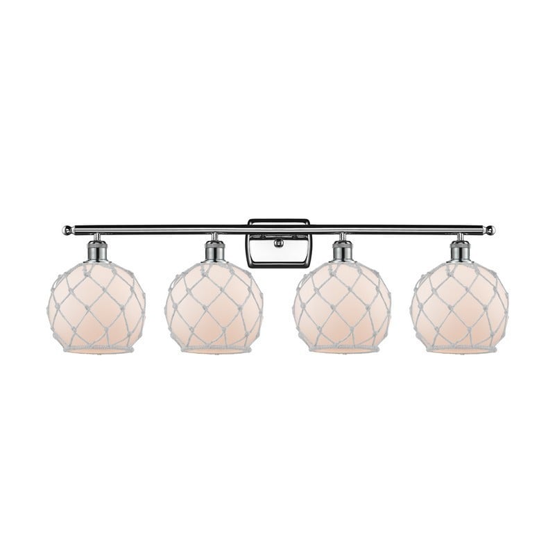 INNOVATIONS LIGHTING 516-4W-G121-8RW BALLSTON FARMHOUSE ROPE 4 LIGHT 36 INCH WALL MOUNT WHITE ROPE GLASS VANITY LIGHT