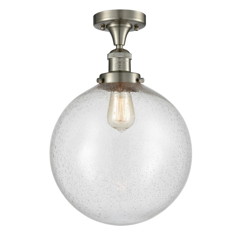 INNOVATIONS LIGHTING 517-1CH-G204-12 FRANKLIN RESTORATION XX-LARGE BEACON 1 LIGHT 12 INCH SEEDY GLASS SEMI-FLUSH MOUNT CEILING LIGHT