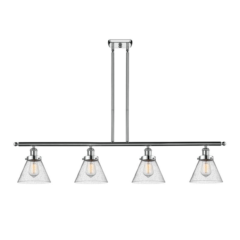 INNOVATIONS LIGHTING 916-4I-G44 BALLSTON LARGE CONE 4 LIGHT 48 INCH SEEDY GLASS ISLAND LIGHT