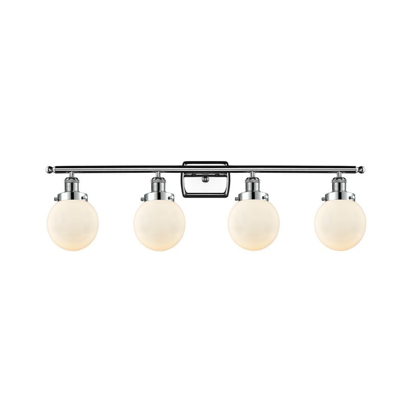 INNOVATIONS LIGHTING 916-4W-G201-6 BALLSTON BEACON 4 LIGHT 36 INCH MATTE WHITE GLASS VANITY LIGHT