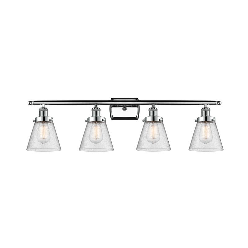 INNOVATIONS LIGHTING 916-4W-G64 BALLSTON SMALL CONE 4 LIGHT 36 INCH SEEDY GLASS VANITY LIGHT