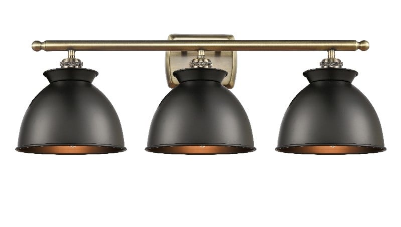 INNOVATIONS LIGHTING 516-3W-M14-BK BALLSTON ADIRONDACK 3 LIGHT 28 INCH BLACK METAL SHADE VANITY LIGHT