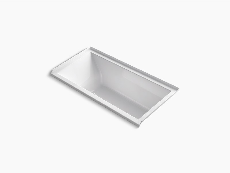 KOHLER K-1121-RW UNDERSCORE 60 INCH X 30 INCH ACRYLIC ALCOVE RECTANGULAR SOAKING BATHTUB WITH BASK HEATED SURFACE, INTEGRAL FLANGE AND RIGHT-HAND DRAIN