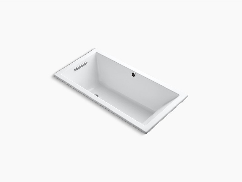 KOHLER K-1121-W1 UNDERSCORE 60 INCH X 30 INCH ACRYLIC DROP-IN RECTANGULAR SOAKING BATHTUB WITH BASK HEATED SURFACE AND REVERSIBLE DRAIN