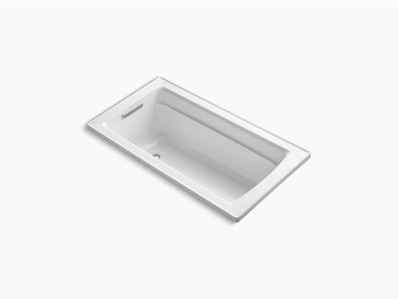 KOHLER K-1123-W1 ARCHER 60 INCH X 32 INCH ACRYLIC DROP-IN RECTANGULAR SOAKING BATHTUB WITH BASK HEATED SURFACE AND REVERSIBLE DRAIN