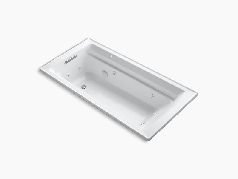 KOHLER K-1124-H ARCHER 72 INCH X 36 INCH ACRYLIC DROP-IN RECTANGULAR WHIRLPOOL BATHTUB