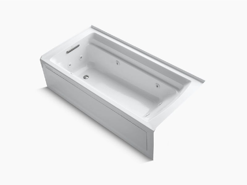 KOHLER K-1124-LA ARCHER 72 INCH X 36 INCH ACRYLIC ALCOVE RECTANGULAR SOAKING WHIRLPOOL BATHTUB WITH INTEGRAL APRON AND LEFT-HAND DRAIN