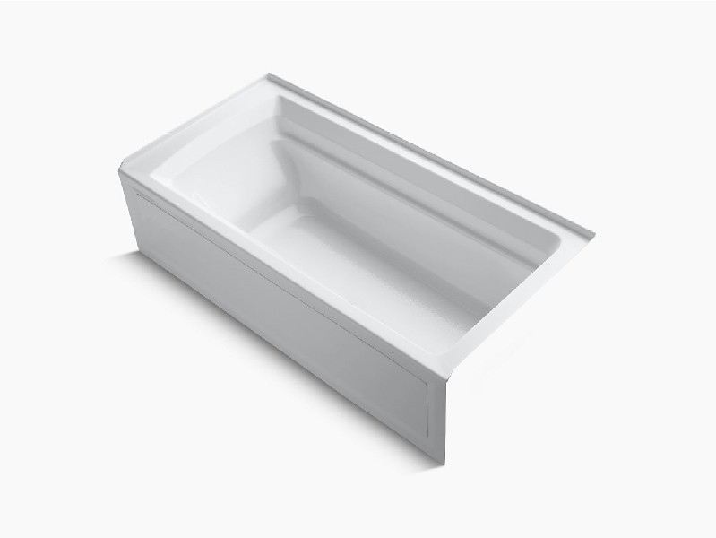 KOHLER K-1125-RAW ARCHER 72 INCH X 36 INCH ACRYLIC ALCOVE RECTANGULAR SOAKING BATHTUB WITH BASK HEATED SURFACE AND RIGHT-HAND DRAIN
