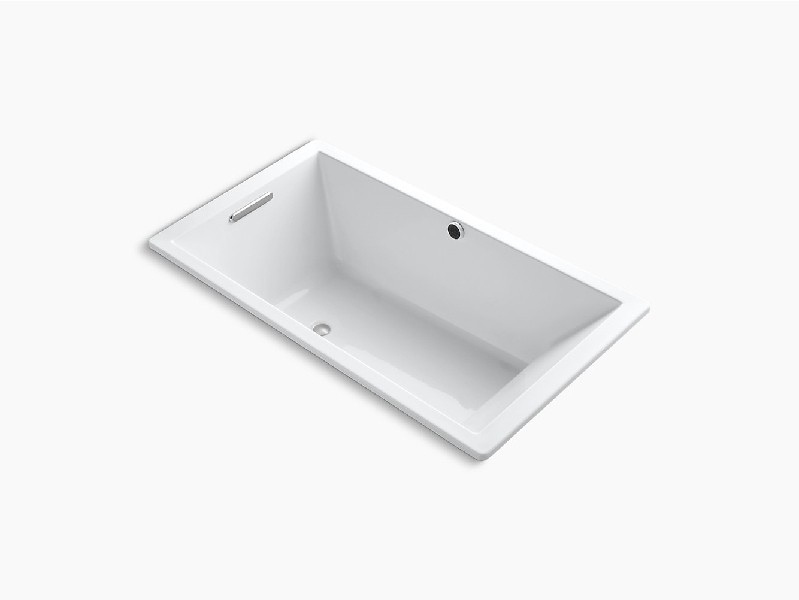 KOHLER K-1136-W1 UNDERSCORE 66 INCH X 36 INCH ACRYLIC DROP-IN RECTANGULAR SOAKING BATHTUB WITH BASK HEATED SURFACE AND END DRAIN