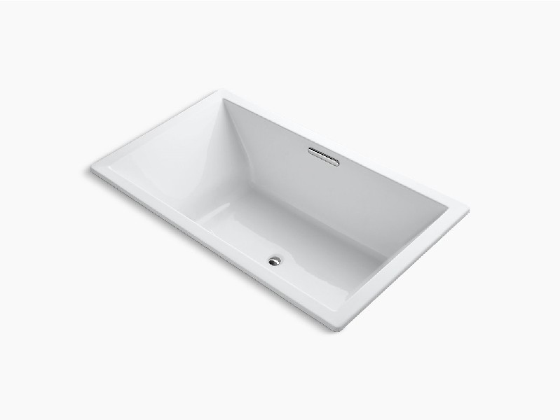 KOHLER K-1137-W1 UNDERSCORE 72 INCH X 42 INCH ACRYLIC DROP-IN RECTANGULAR SOAKING BATHTUB WITH BASK HEATED SURFACE AND CENTER DRAIN