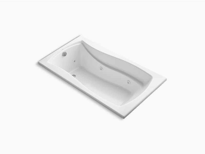 KOHLER K-1224-W1 MARIPOSA 66 INCH X 35 7/8 INCH ACRYLIC DROP-IN SOAKING WHIRLPOOL BATHTUB WITH BASK HEATED SURFACE AND END DRAIN