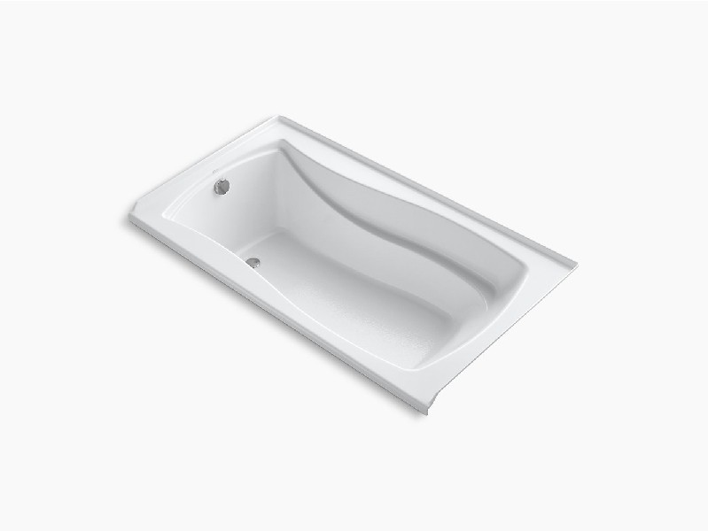 KOHLER K-1229-LW MARIPOSA 66 INCH X 36 INCH ACRYLIC ALCOVE BATHTUB WITH BASK HEATED SURFACE, INTEGRAL FLANGE AND LEFT-HAND DRAIN