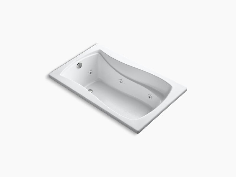 KOHLER K-1239-CB MARIPOSA 60 INCH X 36 INCH ACRYLIC DROP-IN RECTANGULAR WHIRLPOOL BATHTUB WITH REVERSIBLE DRAIN AND CUSTOM PUMP LOCATION