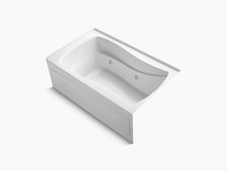 KOHLER K-1239-HR MARIPOSA 60 INCH X 36 INCH ACRYLIC ALCOVE RECTANGULAR WHIRLPOOL BATHTUB WITH HEATER AND RIGHT-HAND DRAIN