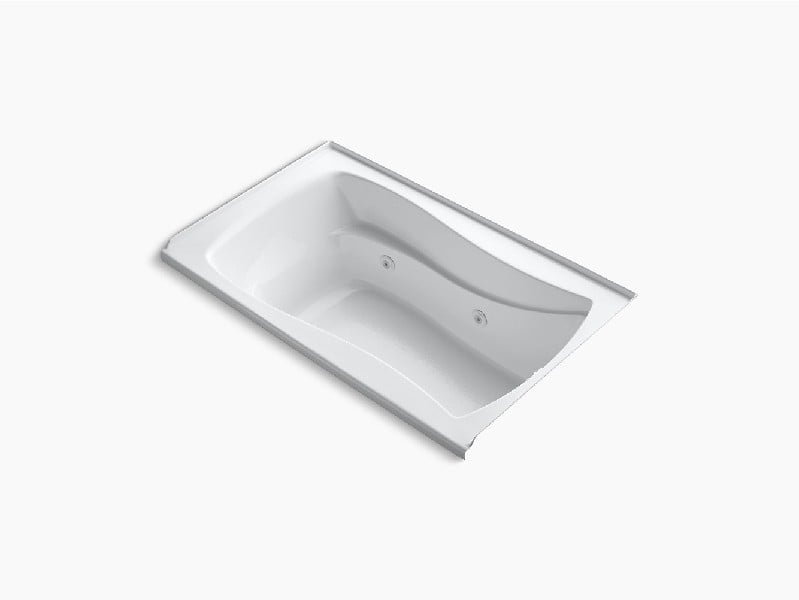 KOHLER K-1239-RH MARIPOSA 60 INCH X 36 INCH ACRYLIC ALCOVE RECTANGULAR WHIRLPOOL BATHTUB WITH INTEGRAL FLANGE AND RIGHT-HAND DRAIN