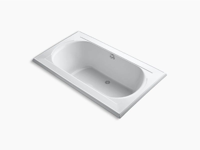 KOHLER K-1417 MEMOIRS 72 INCH X 42 INCH ACRYLIC DROP-IN RECTANGULAR BATHTUB WITH CENTER DRAIN