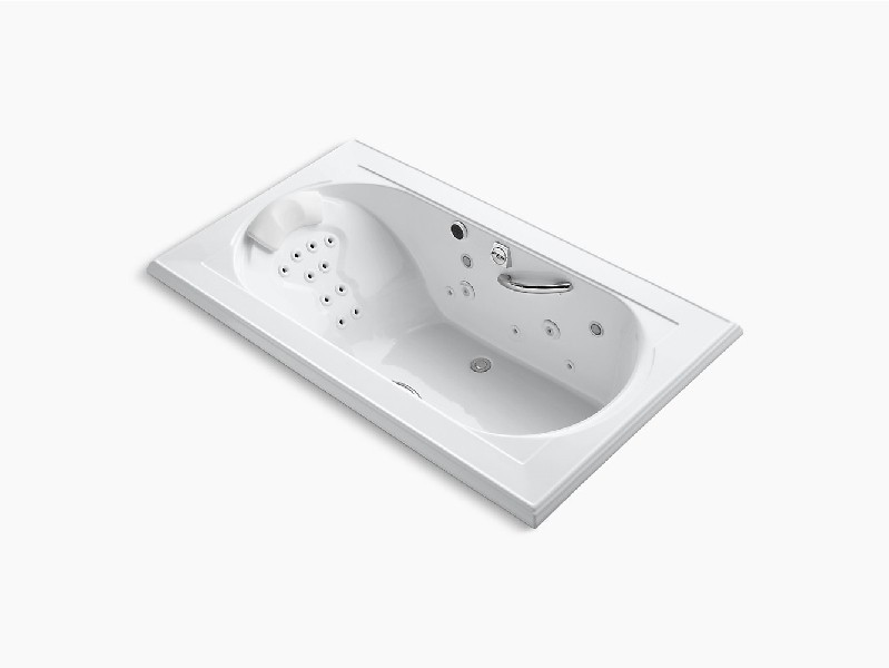 KOHLER K-1418-V MEMOIRS 72 INCH X 42 INCH ACRYLIC DROP-IN RECTANGULAR WHIRLPOOL BATHTUB WITH SPA AND MASSAGE PACKAGE