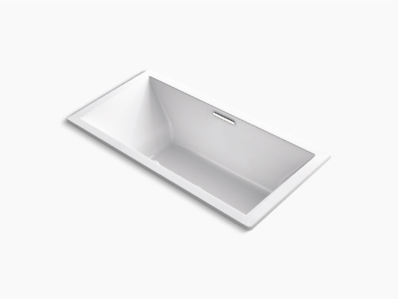 KOHLER K-1834-W1 UNDERSCORE 72 INCH X 36 INCH ACRYLIC DROP-IN RECTANGULAR SOAKING BATHTUB WITH BASK HEATED SURFACE AND CENTER DRAIN