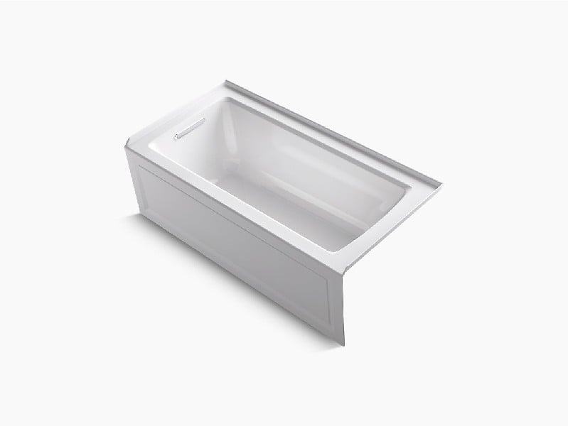 KOHLER K-1946-LAW ARCHER 60 INCH X 30 INCH ACRYLIC ALCOVE RECTANGULAR SOAKING BATHTUB WITH LEFT-HAND DRAIN