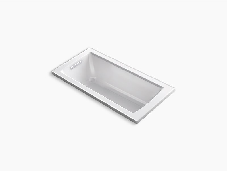 KOHLER K-1946-W1 ARCHER 60 INCH X 30 INCH ACRYLIC DROP-IN RECTANGULAR SOAKING BATHTUB WITH BASK HEATED SURFACE AND END DRAIN