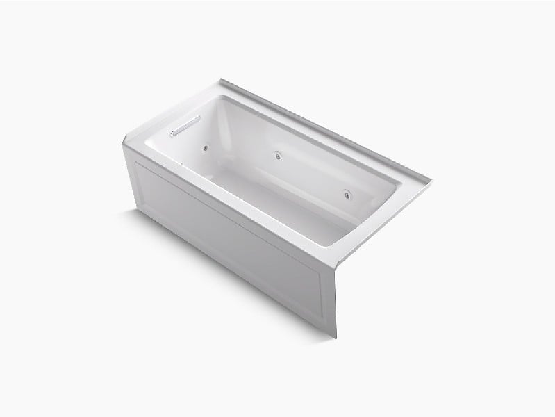 KOHLER K-1947-LA ARCHER 60 INCH X 30 INCH ACRYLIC ALCOVE RECTANGULAR SOAKING WHIRLPOOL BATHTUB WITH LEFT-HAND DRAIN