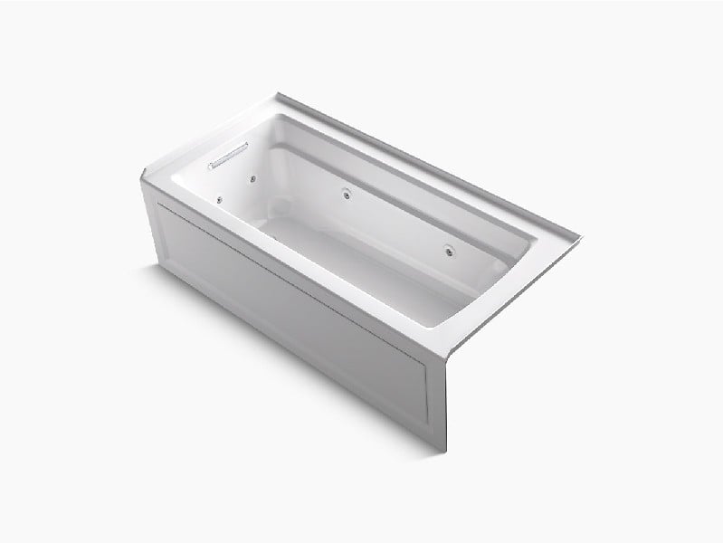 KOHLER K-1949-LA ARCHER 66 INCH X 32 INCH ACRYLIC ALCOVE RECTANGULAR SOAKING WHIRLPOOL BATHTUB WITH INTEGRAL FLANGE AND LEFT-HAND DRAIN