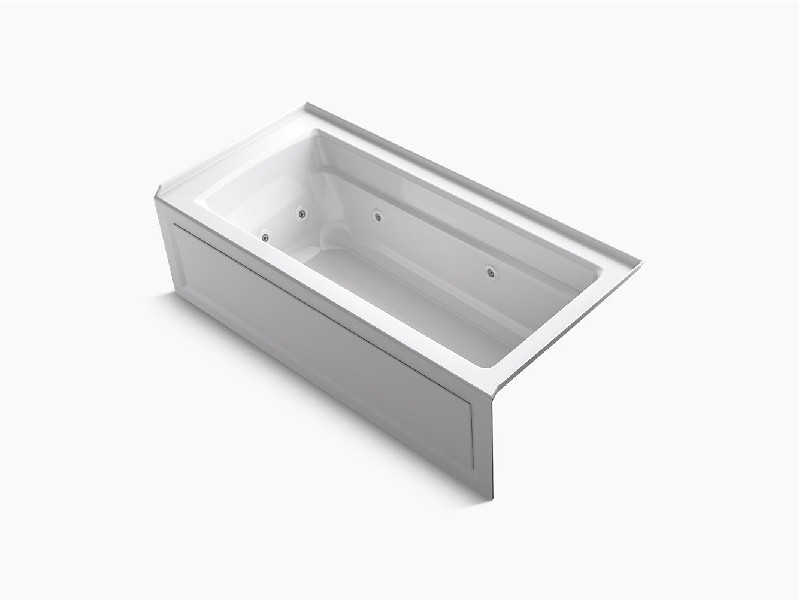 KOHLER K-1949-RAW ARCHER 66 INCH X 32 INCH ACRYLIC ALCOVE RECTANGULAR SOAKING WHIRLPOOL BATHTUB WITH BASK HEATED SURFACE AND RIGHT-HAND DRAIN