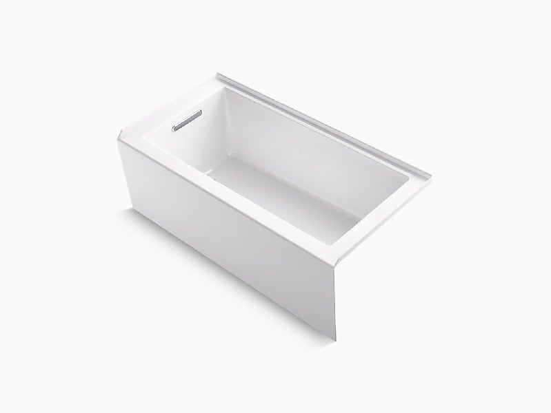 KOHLER K-20201-LA-0 UNDERSCORE 60 INCH X 30 INCH ACRYLIC ALCOVE RECTANGULAR SOAKING BATHTUB WITH LEFT-HAND DRAIN - WHITE