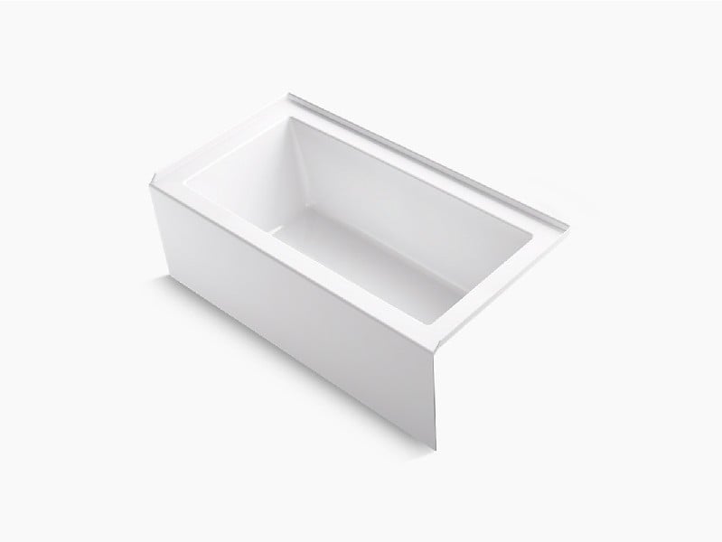 KOHLER K-20202-RA-0 UNDERSCORE 60 INCH X 32 INCH ACRYLIC ALCOVE RECTANGULAR SOAKING BATHTUB WITH INTEGRAL APRON AND RIGHT-HAND DRAIN - WHITE