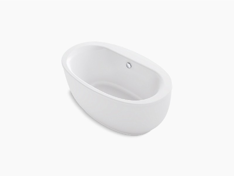 KOHLER K-24002 SUNSTRUCK 60 3/4 INCH X 34 3/4 INCH ACRYLIC FREE STANDING OVAL BATHTUB WITH FLUTED SHROUD AND CENTER DRAIN