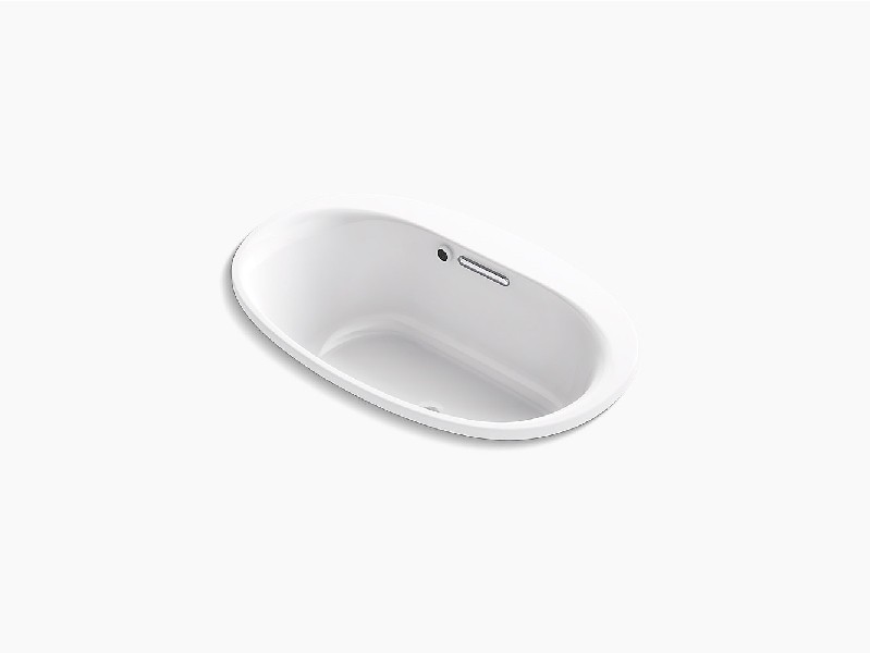 KOHLER K-5713-W1 UNDERSCORE 59 3/4 INCH X 35 3/4 INCH ACRYLIC DROP-IN OVAL SOAKING BATHTUB WITH BASK HEATED SURFACE AND CENTER DRAIN