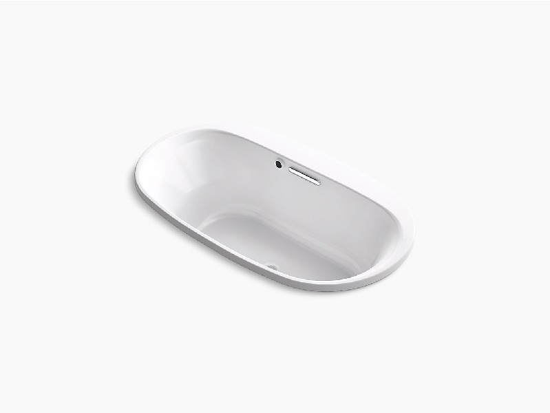 KOHLER K-5715-W1 UNDERSCORE 66 INCH X 36 INCH ACRYLIC DROP-IN OVAL SOAKING BATHTUB WITH BASK HEATED SURFACE AND CENTER DRAIN