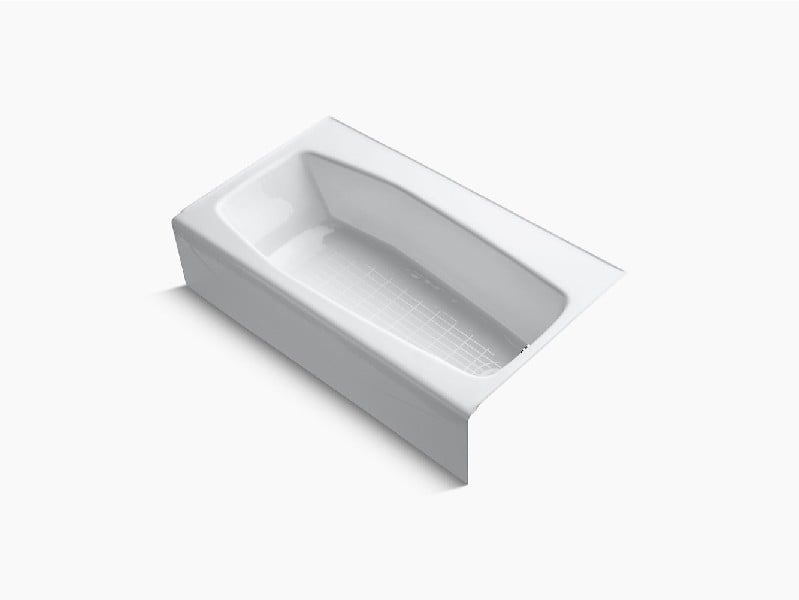 KOHLER K-714 VILLAGER 60 INCH X 34 1/4 INCH CAST IRON ALCOVE SOAKING BATHTUB WITH RIGHT-HAND DRAIN