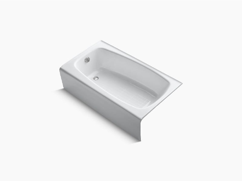 KOHLER K-745 SEAFORTH 54 INCH X 30 1/4 INCH CAST IRON ALCOVE SOAKING BATHTUB WITH LEFT-HAND DRAIN