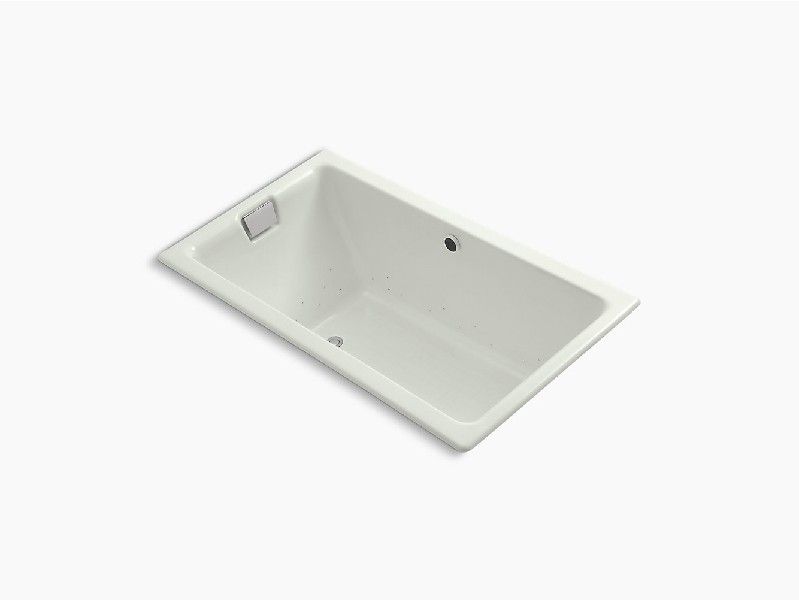 KOHLER K-856-GHNY-NY TEA-FOR-TWO 66 INCH X 36 INCH CAST IRON DROP-IN RECTANGULAR SOAKING AIR BATHTUB WITH HEATED BUBBLE MASSAGE - DUNE