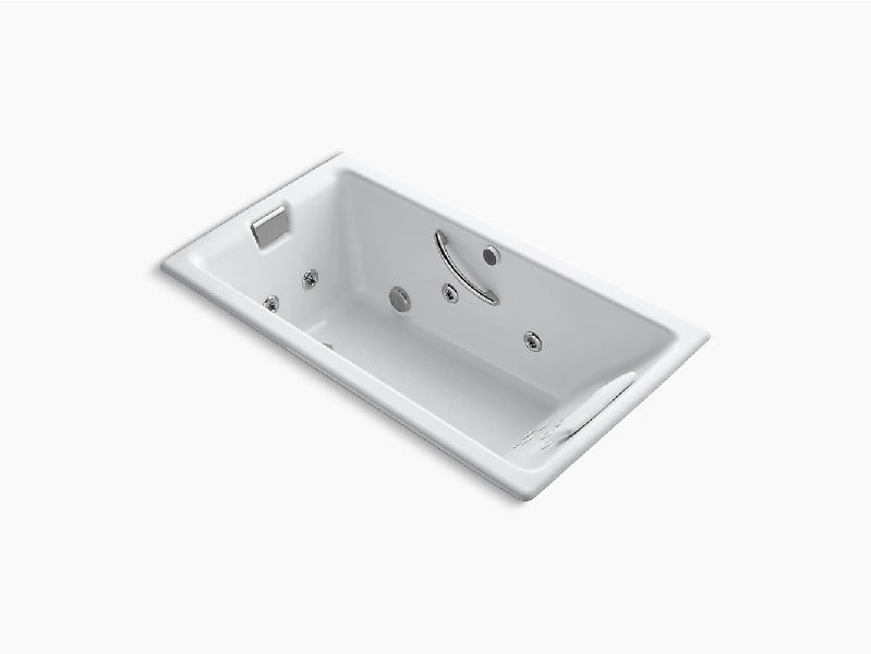 KOHLER K-856-M TEA-FOR-TWO 66 INCH X 36 INCH CAST IRON DROP-IN RECTANGULAR WHIRLPOOL BATHTUB