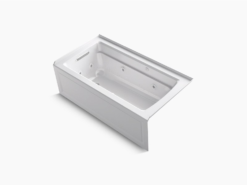 KOHLER K-1122-XGHRA ARCHER 60 INCH ACRYLIC HEATED BUBBLE MASSAGE AIR BATHTUB WITH WHIRLPOOL AND RIGHT-HAND DRAIN