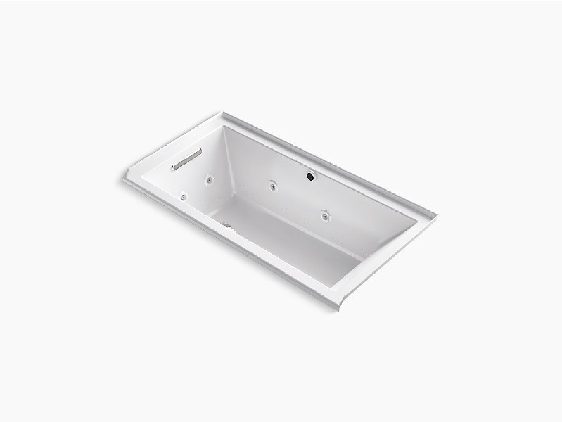 KOHLER K-1167-XHGHL UNDERSCORE RECTANGLE 60 INCH ACRYLIC HEATED BUBBLE MASSAGE AIR BATHTUB WITH WHIRLPOOL AND LEFT-HAND DRAIN