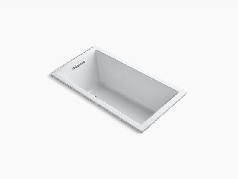 KOHLER K-1168-VBW UNDERSCORE RECTANGLE 60 INCH X 32 INCH ACRYLIC DROP-IN RECTANGULAR SOAKING BATHTUB WITH BASK HEATED SURFACE AND END DRAIN