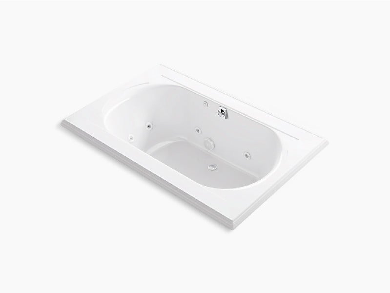 KOHLER K-1170-JH MEMOIRS 66 INCH X 42 INCH ACRYLIC DROP-IN OVAL WHIRLPOOL BATHTUB WITH CENTER REAR DRAIN