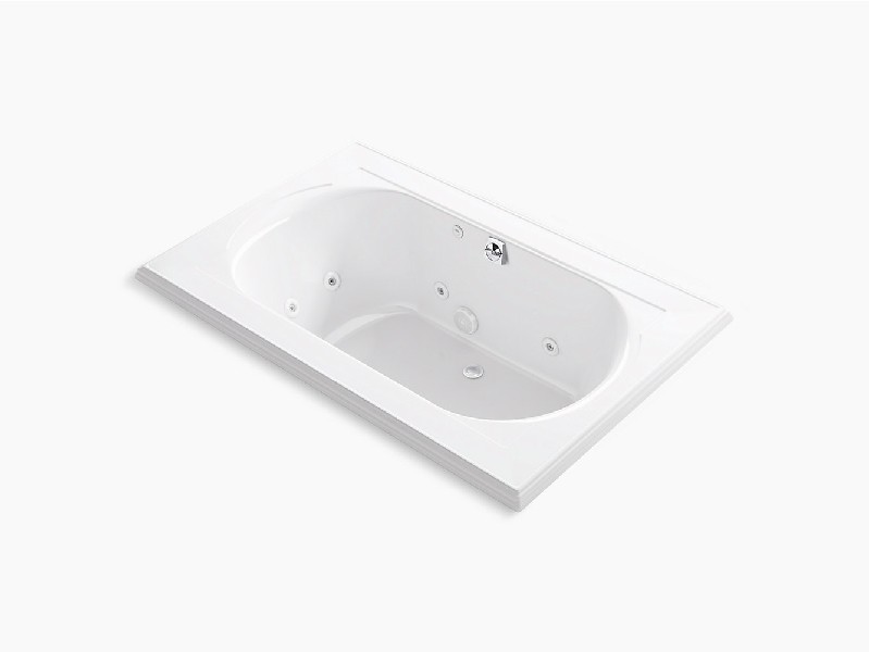 KOHLER K-1170-JHC MEMOIRS 66 INCH X 42 INCH ACRYLIC DROP-IN OVAL WHIRLPOOL BATHTUB WITH MULTIPLE PUMP LOCATION AND CENTER REAR DRAIN