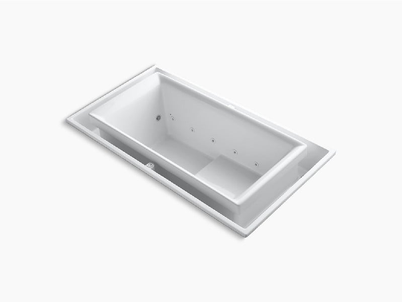 KOHLER K-1188-C1 SOK 75 INCH X 41 INCH ACRYLIC DROP-IN RECTANGULAR CHROMATHERAPY BATHTUB WITH RIGHT-HAND DRAIN