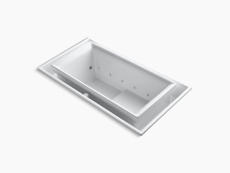 KOHLER K-1189-C1 SOK 75 INCH X 41 INCH ACRYLIC DROP-IN RECTANGULAR CHROMOTHERAPY BATHTUB WITH LEFT-HAND DRAIN