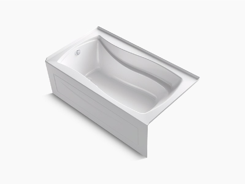 KOHLER K-1224-GHLAW MARIPOSA 66 INCH X 36 INCH ACRYLIC THREE WALL ALCOVE INTEGRAL APRON HEATED BUBBLE MASSAGE AIR BATHTUB WITH BASK HEATED SURFACE AND LEFT-HAND DRAIN
