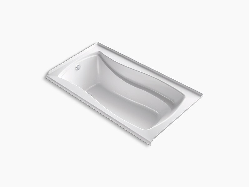 KOHLER K-1224-GHLW MARIPOSA 66 INCH X 36 INCH ACRYLIC THREE WALL ALCOVE INTEGRAL FLANGE HEATED BUBBLE MASSAGE AIR BATHTUB WITH BASK HEATED SURFACE AND LEFT-HAND DRAIN