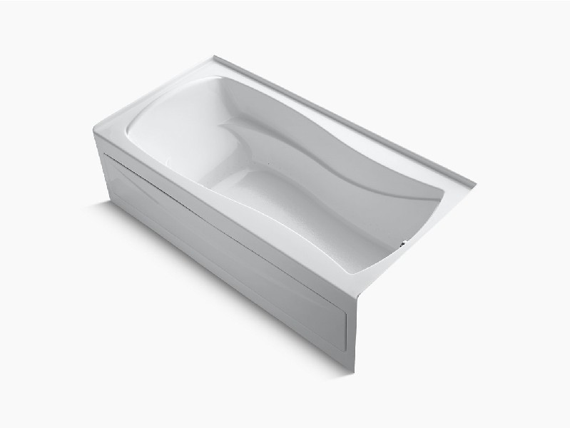 KOHLER K-1224-GHRAW MARIPOSA 66 INCH X 36 INCH ACRYLIC THREE WALL ALCOVE INTEGRAL APRON HEATED BUBBLE MASSAGE AIR BATHTUB WITH BASK HEATED SURFACE AND RIGHT-HAND DRAIN