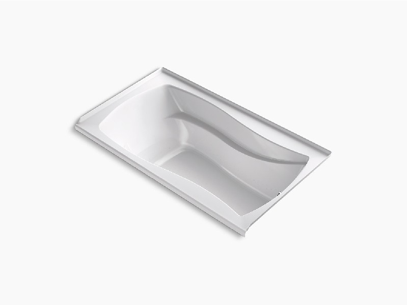 KOHLER K-1224-GHRW MARIPOSA 66 INCH X 36 INCH ACRYLIC THREE WALL ALCOVE INTEGRAL FLANGE HEATED BUBBLE MASSAGE AIR BATHTUB WITH BASK HEATED SURFACE AND RIGHT-HAND DRAIN
