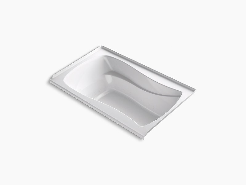 KOHLER K-1239-GHRW MARIPOSA 60 INCH X 36 INCH ACRYLIC THREE WALL ALCOVE INTEGRAL FLANGE HEATED BUBBLE MASSAGE AIR BATHTUB WITH BASK HEATED SURFACE AND RIGHT-HAND DRAIN