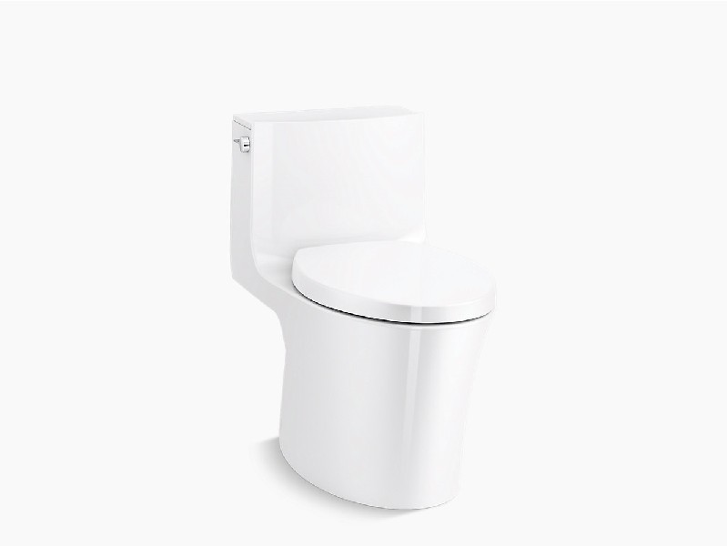 KOHLER K-1381-0 VEIL 28 3/8 INCH ONE-PIECE ELONGATED DUAL-FLUSH TOILET WITH SKIRTED TRAPWAY - WHITE